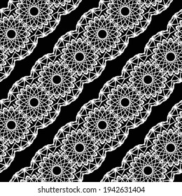 Diseño de un patrón decorativo impecable. Resumen de fondo de encaje monocromo. Arte vectorial