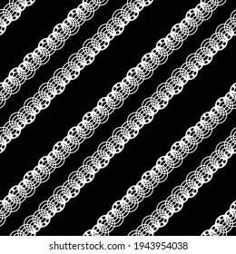 Diseño de un patrón decorativo impecable. Resumen de fondo de encaje monocromo. Arte vectorial