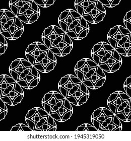 Design seamless decorative pattern. Abstract monochrome lacy background. Vector art