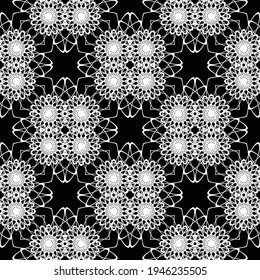 Design seamless decorative pattern. Abstract monochrome lacy background. Vector art