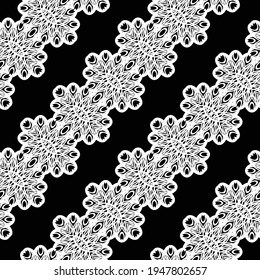 Diseño de un patrón decorativo impecable. Resumen de fondo de encaje monocromo. Arte vectorial