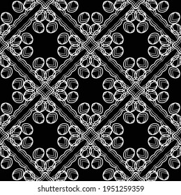 Design seamless decorative pattern. Abstract monochrome lacy background. Vector art