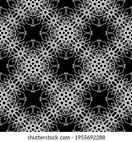 Design seamless decorative pattern. Abstract monochrome lacy background. Vector art