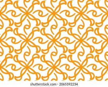 Design seamless decorative pattern. Abstract green and orange background. Vector art.
