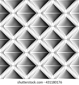 Design seamless diamond convex pattern. Abstract geometric monochrome background. Vector art. No gradient