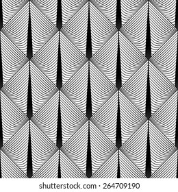 Design seamless diamond geometric pattern. Abstract monochrome lines background. Vector art. No gradient
