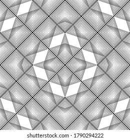 Design seamless diamond pattern. Abstract monochrome lacy background. Vector art