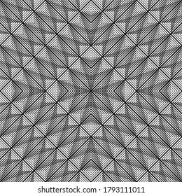 Design seamless diamond pattern. Abstract monochrome lacy background. Vector art