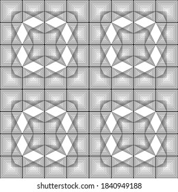 Design seamless diamond pattern. Abstract monochrome lacy background. Vector art