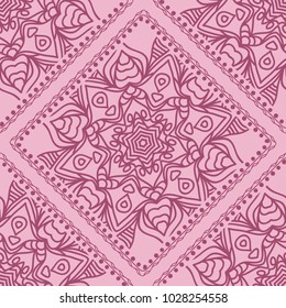 Design of a seamless with a Geometric Flower Pattern of Mandala. Vector illustration. color. For Print Bandana, Shawl, Carpet