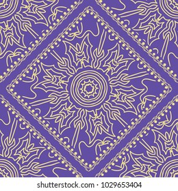 Design of a seamless with a Geometric Flower Pattern of Mandala. Vector illustration. color. For Print Bandana, Shawl, Carpet