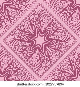 Design of a seamless with a Geometric Flower Pattern of Mandala. Vector illustration. color. For Print Bandana, Shawl, Carpet
