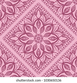 Design of a seamless with a Geometric Flower Pattern of Mandala. Vector illustration. color. For Print Bandana, Shawl, Carpet
