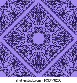 Design of a seamless with a Geometric Flower Pattern of Mandala. Vector illustration. color. For Print Bandana, Shawl, Carpet