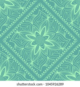 Design of a seamless with a Geometric Flower Pattern of Mandala. Vector illustration. color. For Print Bandana, Shawl, Carpet