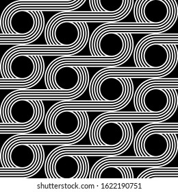 Design seamless geometric pattern. Abstract monochrome circle background. Vector art