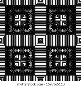 Diseño de un patrón geométrico impecable. Fondo de encaje monocromo abstracto. Arte vectorial