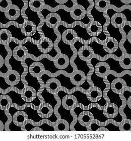 Diseño de un patrón geométrico impecable. Fondo del círculo monocromo abstracto. Arte vectorial