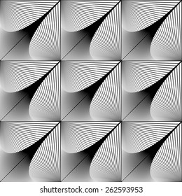 Design seamless geometric pattern. Abstract monochrome waving lines background. Vector art. No gradient