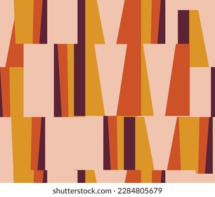 design seamless geometric pattern with stripes, squares and rectangles in retro Scandinavian style. Colorful simple shapes mosaic. Bauhaus design inspired background, fabric