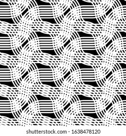 Design seamless grating pattern. Abstract monochrome waving background. Vector art