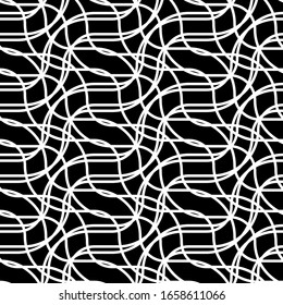 Design seamless grating pattern. Abstract monochrome waving background. Vector art