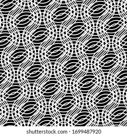 Design seamless grating pattern. Abstract monochrome waving background. Vector art