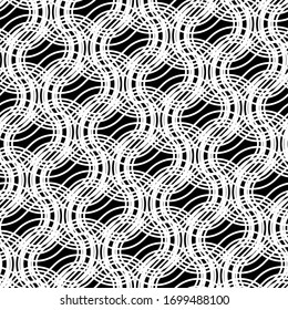 Design seamless grating pattern. Abstract monochrome waving background. Vector art