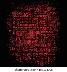 Design. Seamless grunge vector pattern with word cloud. Illustration with different association terms. 