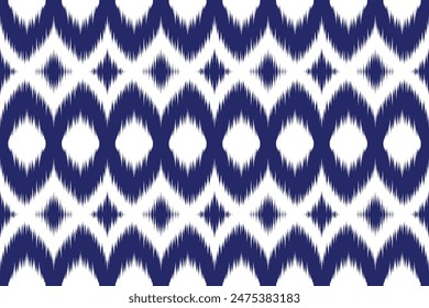 
Design a seamless ikat art pattern inspired by Mexican folk embroidery, ethnic traditional abstract style, for wallpaper, wrapping fabric, textile illustration, and carpet, ensuring repetition.