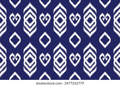 Design a Seamless Ikat Art Pattern Inspired by Mexican Folk Embroidery, Ethnic Traditional Abstract Style, for Wallpaper, Wrapping, Fabric, Textile Illustration, and Carpet, Ensuring Repetition.