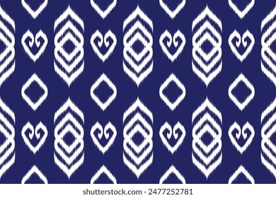 Design a Seamless Ikat Art Pattern Inspired by Mexican Folk Embroidery, Ethnic Traditional Abstract Style, for Wallpaper, Wrapping, Fabric, Textile Illustration, and Carpet, Ensuring Repetition.