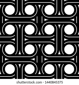 Design seamless interlaced pattern. Abstract monochrome circle background. Vector art