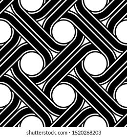 Design seamless interlaced pattern. Abstract monochrome circle background. Vector art