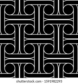 Design seamless interlaced pattern. Abstract monochrome circle background. Vector art