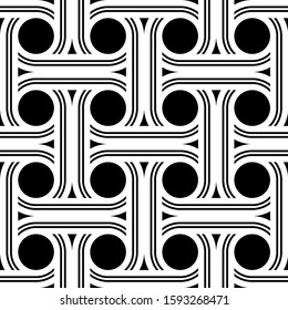 Design seamless interlaced pattern. Abstract monochrome circle background. Vector art