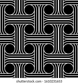 Design seamless interlaced pattern. Abstract monochrome circle background. Vector art