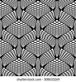 Design seamless monochrome checked pattern. Abstract diagonal twisted textured background. Vector art. No gradient
