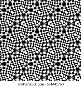 Design seamless monochrome checkered pattern. Abstract illusion background. Vector art. No gradient