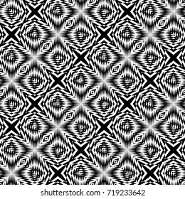 Design seamless monochrome checkered pattern. Abstract illusion background. Vector art. No gradient