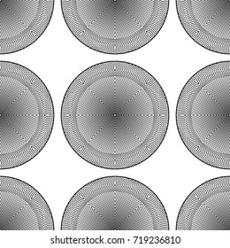 Design seamless monochrome circle background. Abstract illusion background. Vector art. No gradient