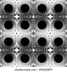 Design seamless monochrome circle geometric background. Abstract striped whirl pattern. Vector art. No gradient