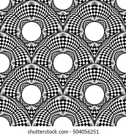 Design seamless monochrome circle pattern. Abstract decorative background. Vector art. No gradient