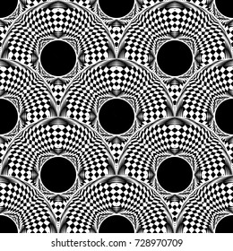 Design seamless monochrome circle pattern. Abstract decorative background. Vector art. No gradient