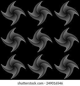 Design seamless monochrome circular abstract background. Whirl movement textured pattern. Vector art. No gradient