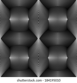 Design seamless monochrome convex pattern. Abstract lines textured background. Vector art. No gradient