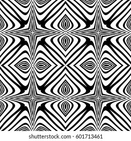 Design seamless monochrome decorative background. Abstract striped torsion pattern. Vector art. No gradient