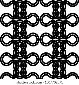 Design seamless monochrome decorative braid pattern. Abstract interlaced background. Vector art