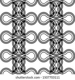 Design seamless monochrome decorative braid pattern. Abstract interlaced background. Vector art