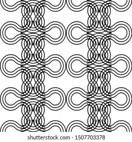 Design seamless monochrome decorative braid pattern. Abstract interlaced background. Vector art